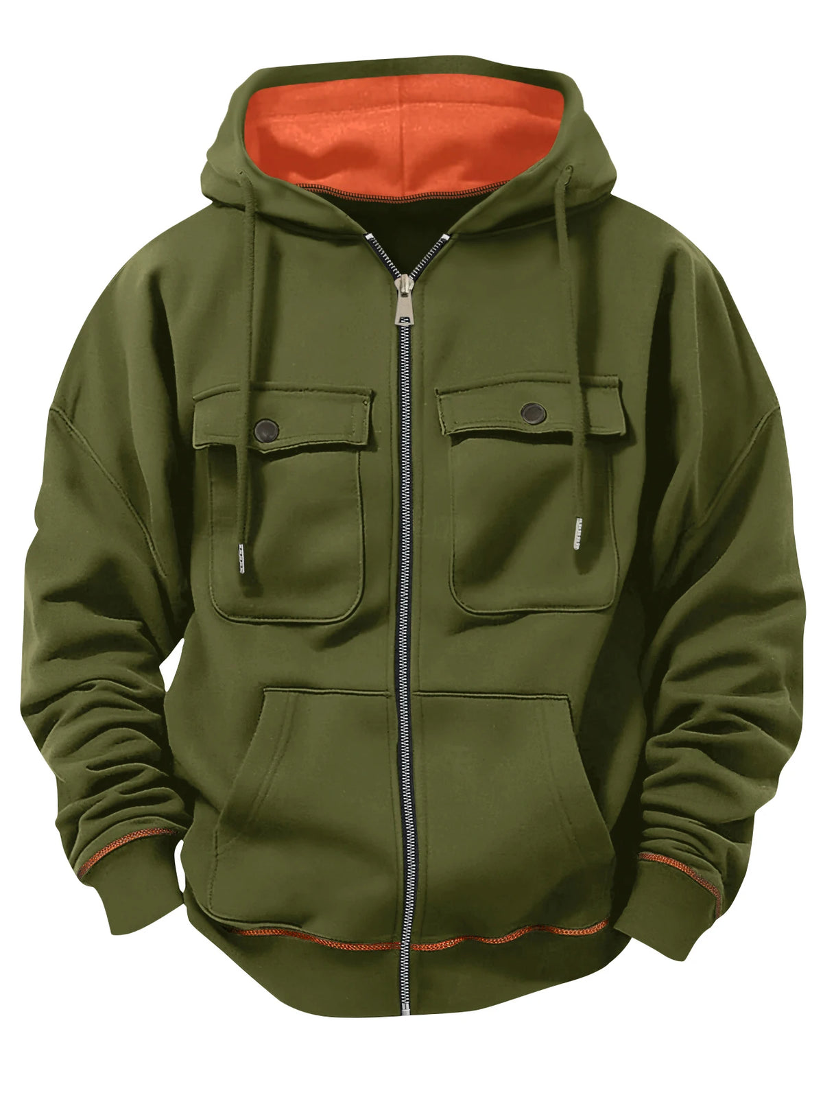 Spring Autumn New Men's Multi Pocket Hoodie with Velvet Casual Zipper Hoodie Fashion Sports Street Top Jacket for Men - Matrix Studios