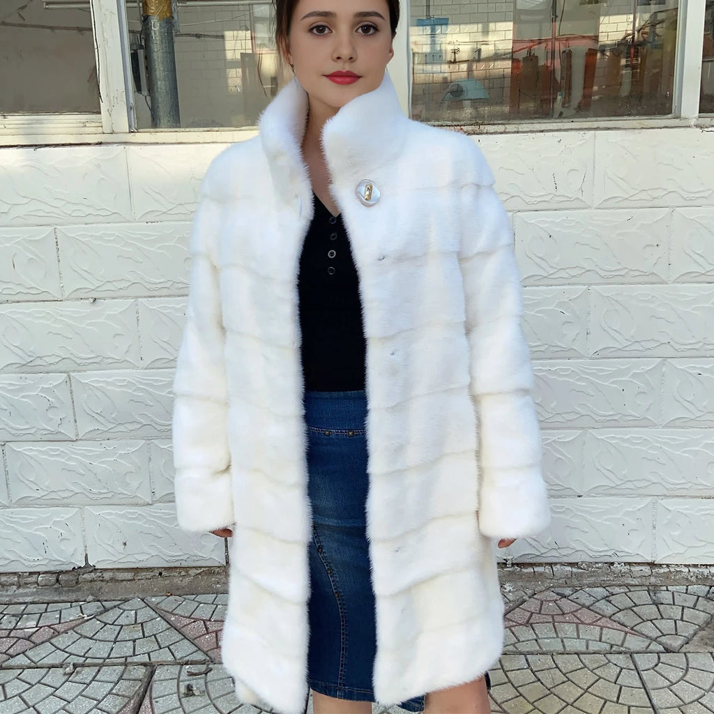 Fancy Rani Real Mink Fur Coat Natural Women Winter Long Leather Jacket Luxury Female Clothes  2023 Mink Fur Coat Women Promotion - Matrix Studios