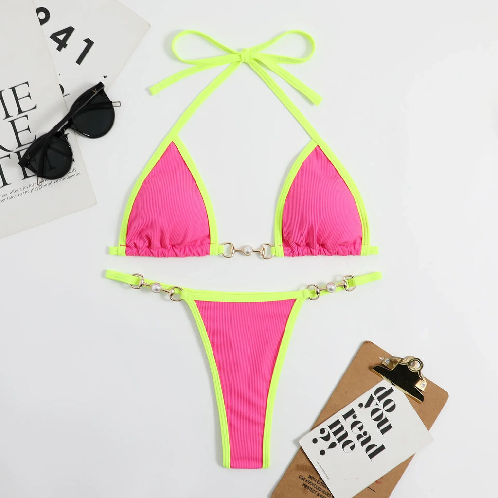 Sexy String Micro Mini Bikinis Set High Waist Swimsuit Thong Swimsuit Swimwear Biquini Conjunto De Bikini Tankini Beachwear - Matrix-studios.com