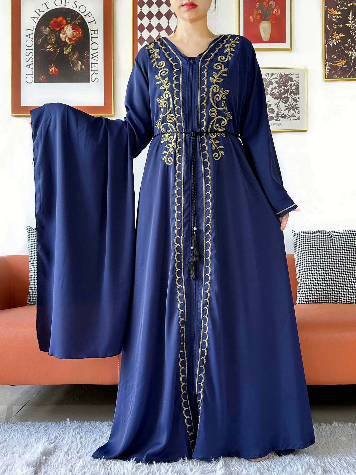 2025 New Elegant Women Abaya Long Sleeve Chiffon Loose Open Abaya Muslim Islamic Clothing Cardigan Style for Special Occasions - Matrix-studios.com