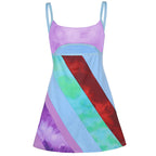 2024 New Women’s Casual Sweet Suspender A-line Dress Fashion Contrast Color U-neck Hollow Short Dress - Matrix-studios.com