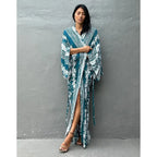 Beach Cover Ups Women Tie Dye Printed Kimono Cardigan Self Belted Wrap Dresses Summer Holiday Bathing Suits - Matrix Studios