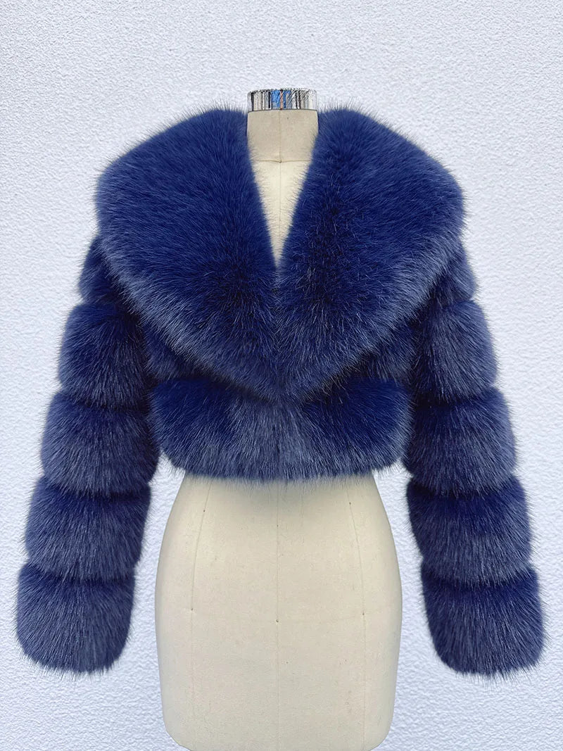 Item Number 0115X Iconic Street Fashion Week Luxury Cropped Faux Fur Coat Women Winter Hot Cool Girls Fluffy Fur Short Jacket - Matrix Studios