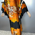 WINYI Summer Puff(ed) Sleeves Evening Dress Abaya Dubai Luxury Female Loose Print Kaftan Muslim Woman Clothing Beach Dress - Matrix-studios.com