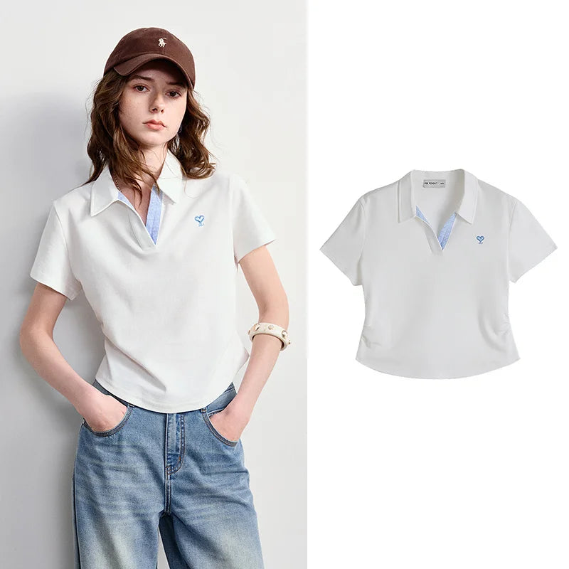 TOYOUTH Women Polo T-Shirt 2026 Summer New Regular Fit Short Length Waist Cinched Smart Casual Light Sporty Trendy Tops - Matrix-studios.com