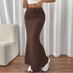 Women Solid Slim Fishtail Skirt Spring Summer New In Elegant Fashion High Waist Fold Skirts Lady Causal Street Short Dress Sexy - Matrix-studios.com