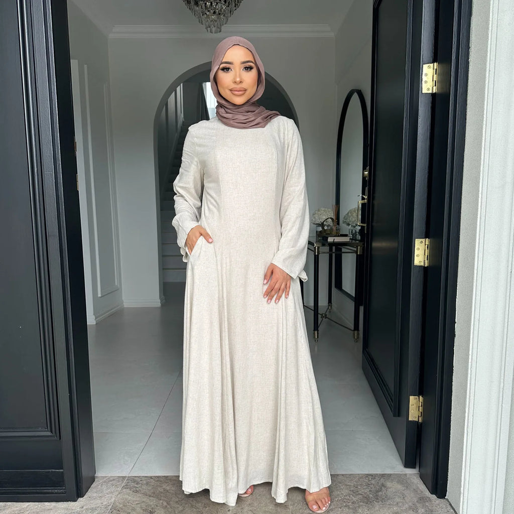 2025 Summer Arabic Muslim Women Modest Dress Eid Dubai Plain Abaya Islam Party Outfit Elegant Holiday Dresses Turkey Kaftan Robe - Matrix-studios.com