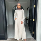 2025 Summer Arabic Muslim Women Modest Dress Eid Dubai Plain Abaya Islam Party Outfit Elegant Holiday Dresses Turkey Kaftan Robe - Matrix-studios.com