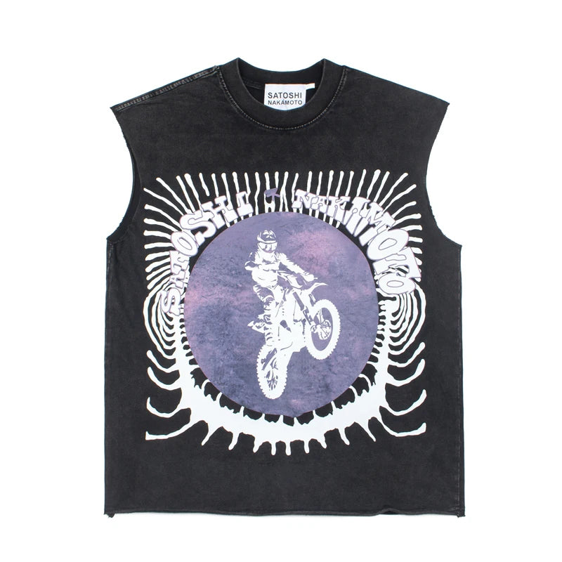 Satoshi T Shirt Print Vintage Washed Oversized Men Cotton Streetwear Loose Short Sleeve Y2K Tee - Matrix-studios.com
