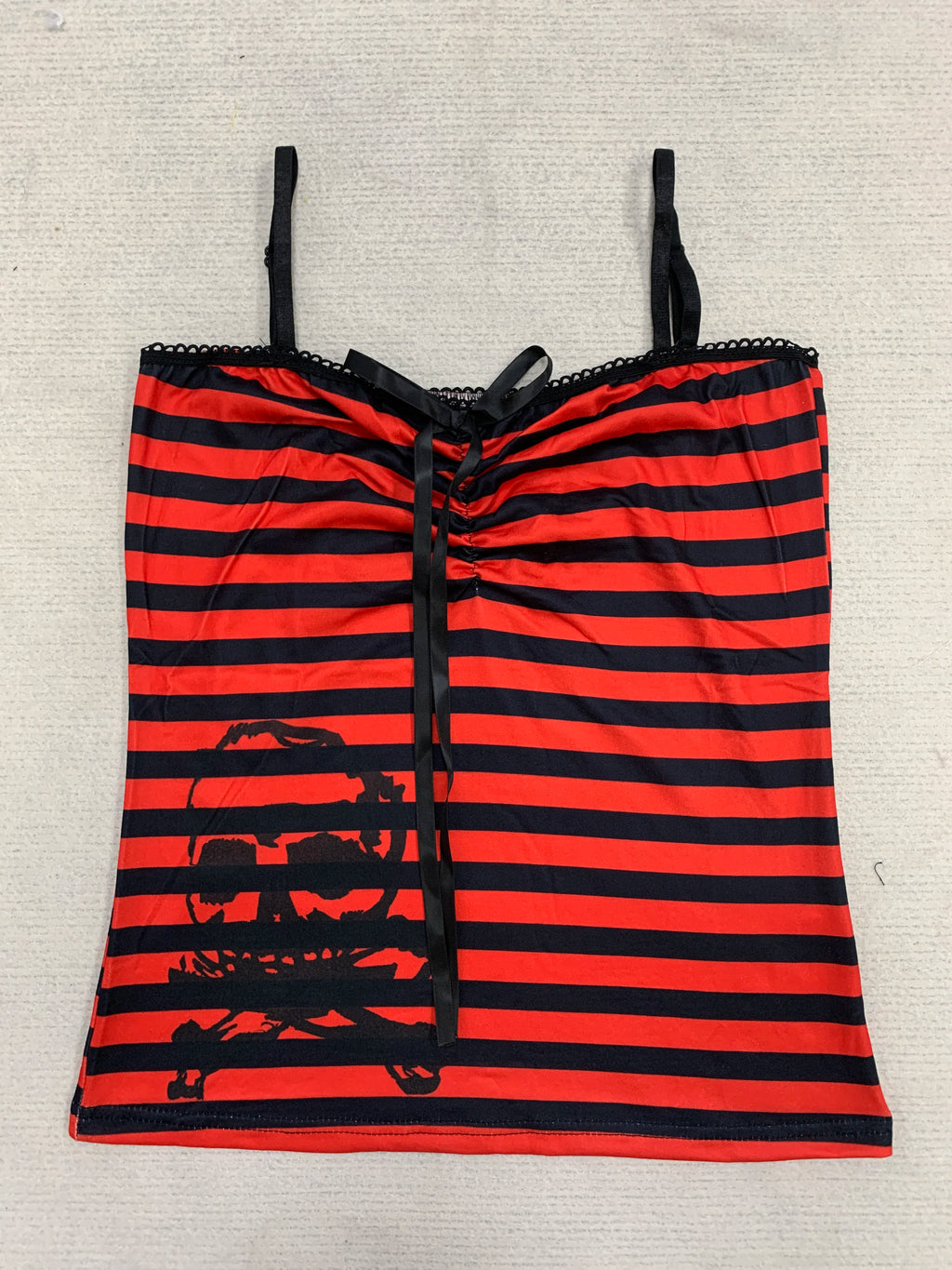 Millennial Style Y2K Skull Lace Bow Striped Halter Top Punk Goth Harajuku Style Top Summer Spice Girls Aesthetic Slim Streetwear - Matrix-studios.com
