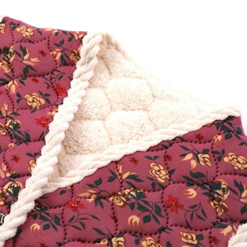 2025 New Winter Floral Kimchi Vest Quilted Vest Women's Ethnic Style Printing Thermal Vest - Matrix Studios