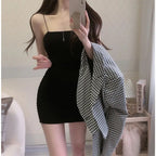 Elegant Solid Sling Sleeveless Type A Sheath Mini Short Dresses Summer New Sexy Slim Slimming Arm Covering Dresses - Matrix-studios.com