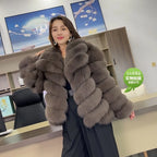 QUEENTINA Winter New Women's Real Fox Fur Coat With Collar Overcoat Leather Female Natural Plus Size - Matrix Studios