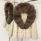 Reality Fur Jacket Real Fur Collar Duck Down Coat Female Winter Hooded Warm Fox Fur Coat Women Natural Raccoon Fur Puffer Jacket - Matrix Studios