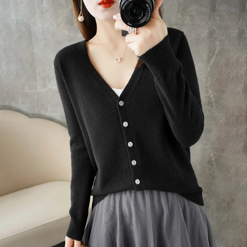 2026 New V-Neck Temperament Small Fragrant Wind Women Loose Sweater Coat Special Offer Cardigan ZHI D035 - Matrix Studios