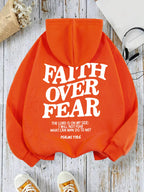 Casual Women's Hoodies Faith Over Fear Letter Printing Sweatshirts Fleece Warm Comfortable Pocket Pullovers Autumn Streetwear - Matrix Studios