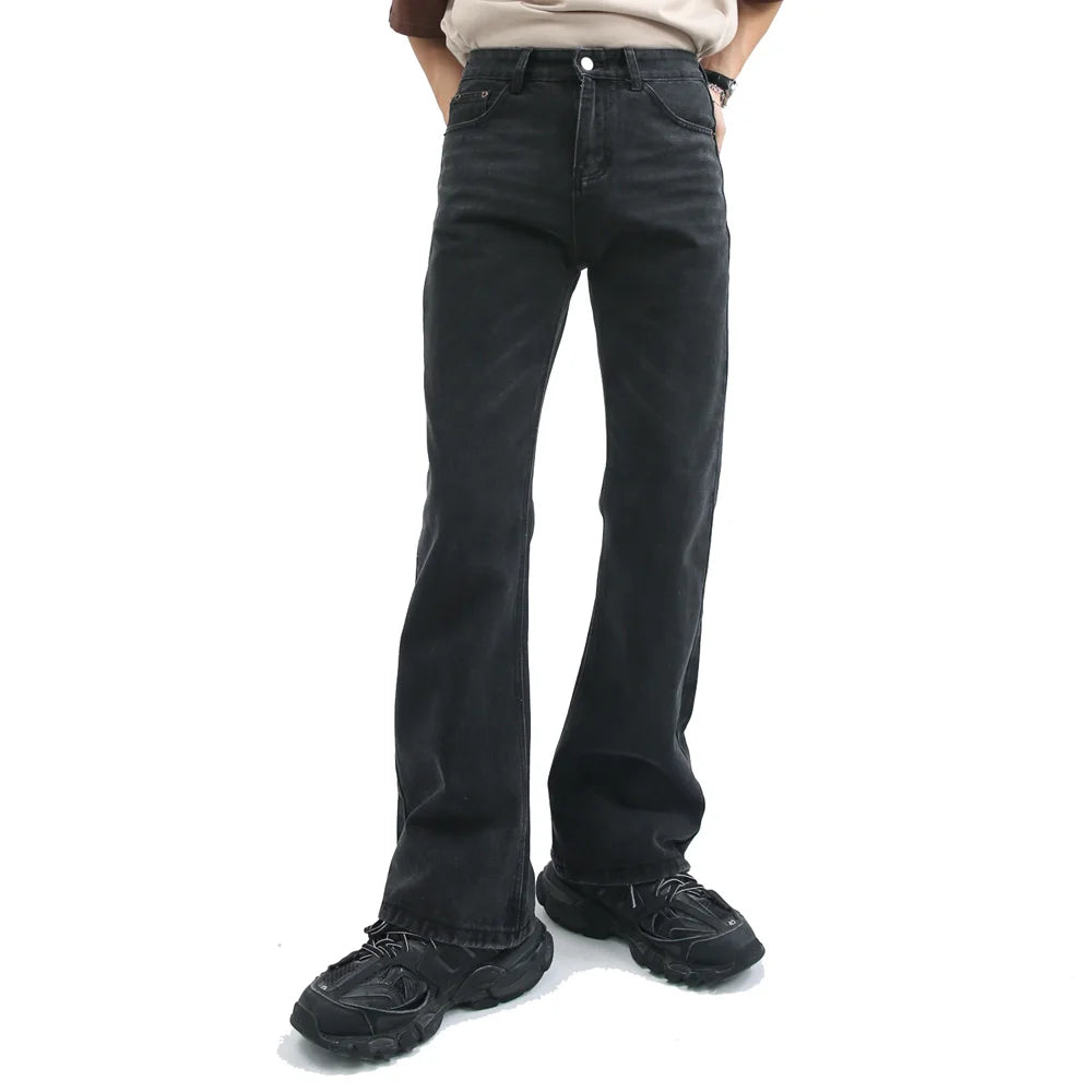 Male Japan Korea Style Vintage Denim Trousers Pant Men High Street Hip Hop Casual Hole Small Flare Jeans Pant - Matrix Studios