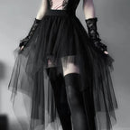 Sexy Net Yarn High-Waisted Irregular Skirt for Women Summer New European and American Gothic Style Versatile Casual Skirts - Matrix-studios.com