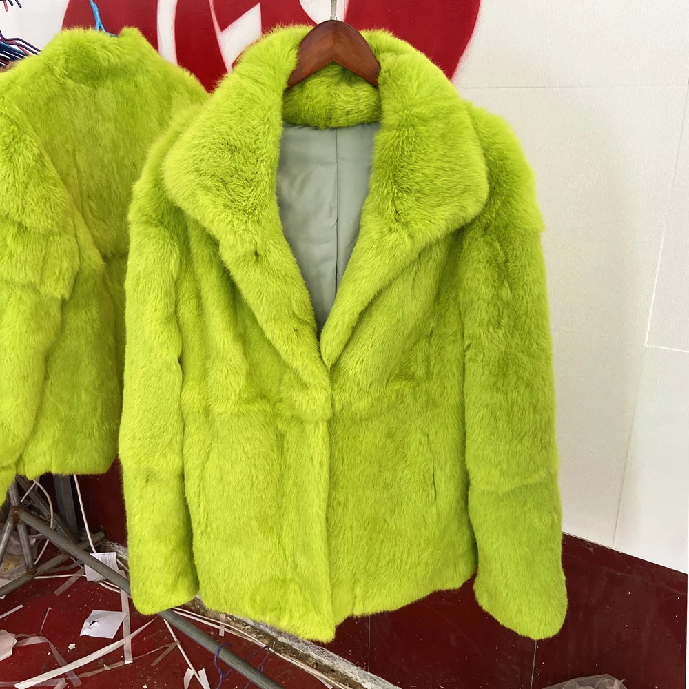 Fancy Rani Real Fur Coat Women Natural Rabbit Winter Jacket Leather And Fur Women's Long Clothing Female Outerwears With 2025 - Matrix Studios