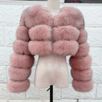 QUEENTINA Real Fox Fur Coat 30cm Women'S New Fashion Winter Leather And Skin White Clothing Natural New In Coats & Jackets - Matrix Studios