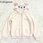 2025 Ropa Mujer Japanese Hoodies Jackets Women's Clothing Bear Ear Hooded Zipper Sweatshirts Fashion Casual Cute Hoodie Tops - Matrix Studios