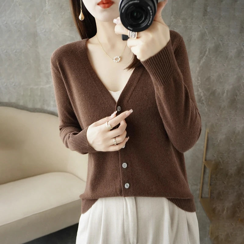 2026 New V-Neck Temperament Small Fragrant Wind Women Loose Sweater Coat Special Offer Cardigan ZHI D035 - Matrix Studios