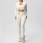 3pcs Sportswear Yoga Set Gym Sports Bra Zipper Jacket Leggings Clothes Sportswear Yoga Suits For Women Fitness Set Tracksuit - Matrix-studios.com