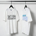 Fading Letter Print Hole SATOSHI Tshirts Breathable Cotton Round Neck Short Sleeve Summer Street Casual Tops Men Women White Tee - Matrix-studios.com