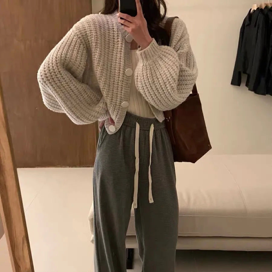 Zjaiss New 2026 Elegant Vintage Minimalist Lady Tops Chic Korean Fashion Short Cardigans Knitted Poncho Women Sweater - Matrix Studios