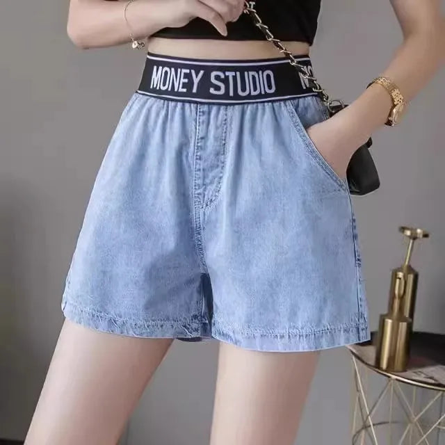 Loose Fit High Waist Wide Leg Jeans Women plus Size Light Blue Elastic Waist Dstring Trousers Autumn Faion plus Size - Matrix-studios.com