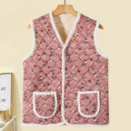 2025 New Winter Floral Kimchi Vest Quilted Vest Women's Ethnic Style Printing Thermal Vest - Matrix Studios