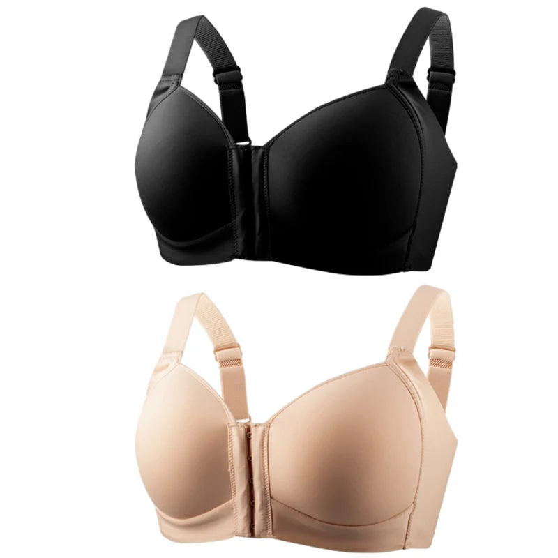 FallSweet Women's Front Closure Bra Plus Size Wireless Bralette Thin Cup Comfortable Underwear Mom Lingerie Seamless Brassiere - Matrix Studios