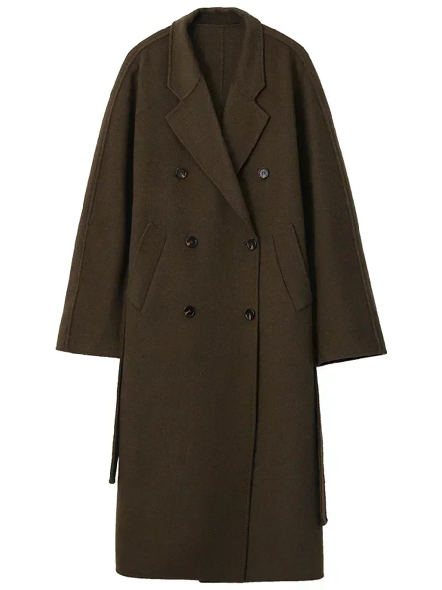 CHIC VEN Women Long Double-sided Woolen Coats Retro Loose Female Overcoat Double Breasted Ladies Windbreak Autumn Winter 2026 - Matrix-studios.com