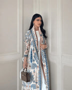 Fold Elegant Vintage Print Open Front  Miyake Abaya, Lightweight Flowy Loose Fit Women's Modest Fashion Long Kimono Cardigan - Matrix-studios.com