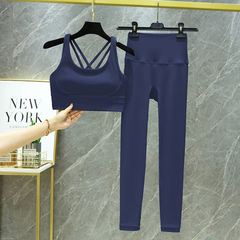 TRY TO BN Yoga Set 2 Piece Sport Bra High Waist Leggings Women's Tracksuit Fitness Tummy Control Squat Proof Workout Gym Clothes - Matrix-studios.com