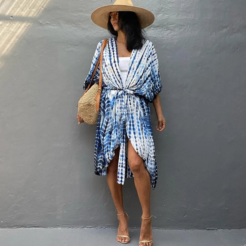 Beach Dress Tunic Cover up Embroidery Kaftan Saida de Praia Women Bikini Cover-up Pareo Sarong Beachwear - Matrix Studios