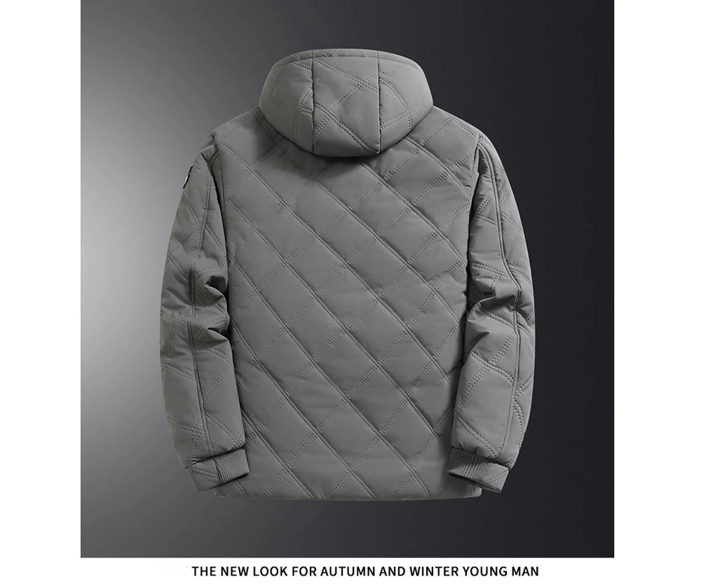 Winter Men's Fleece Warm Down Parkas Fashion Men Cotton Thick Padded Coats Men Thermal Windbreaker Hooded Overcoats Clothing - Matrix Studios