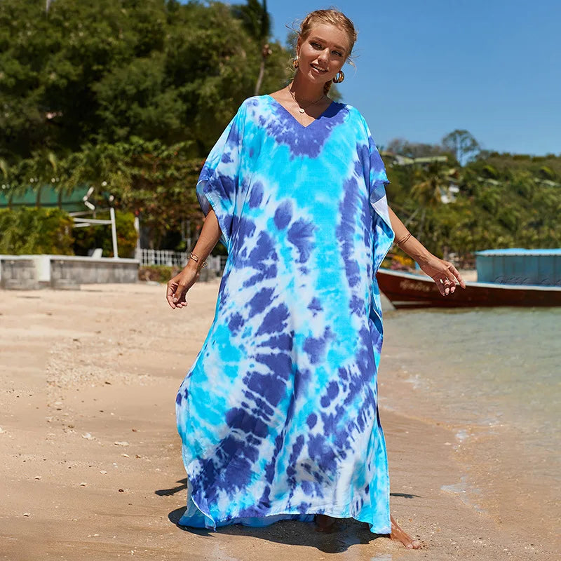 Plus Size Swimsuit Kaftans Beach Cover Ups Colorful Outfits Dress Bathing Suit for Women Vacation Outfits - Matrix Studios