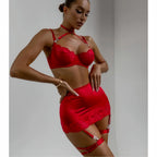 Krasapt Lace Patchwork Sheer Sexy Lingerie 4Pcs Set Sexi Woman Nightdress Suits Backless Hollow Out Bandage Erotic Adult Sex Set - Matrix-studios.com