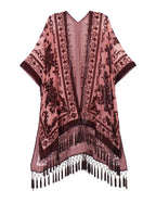 MJSERECA New Bohemian Burnt Plush Kimono for Woman Long Cardigan With tassel Beach Cover-up Casual Cardigan Shawl Chiffon Shirt - Matrix Studios