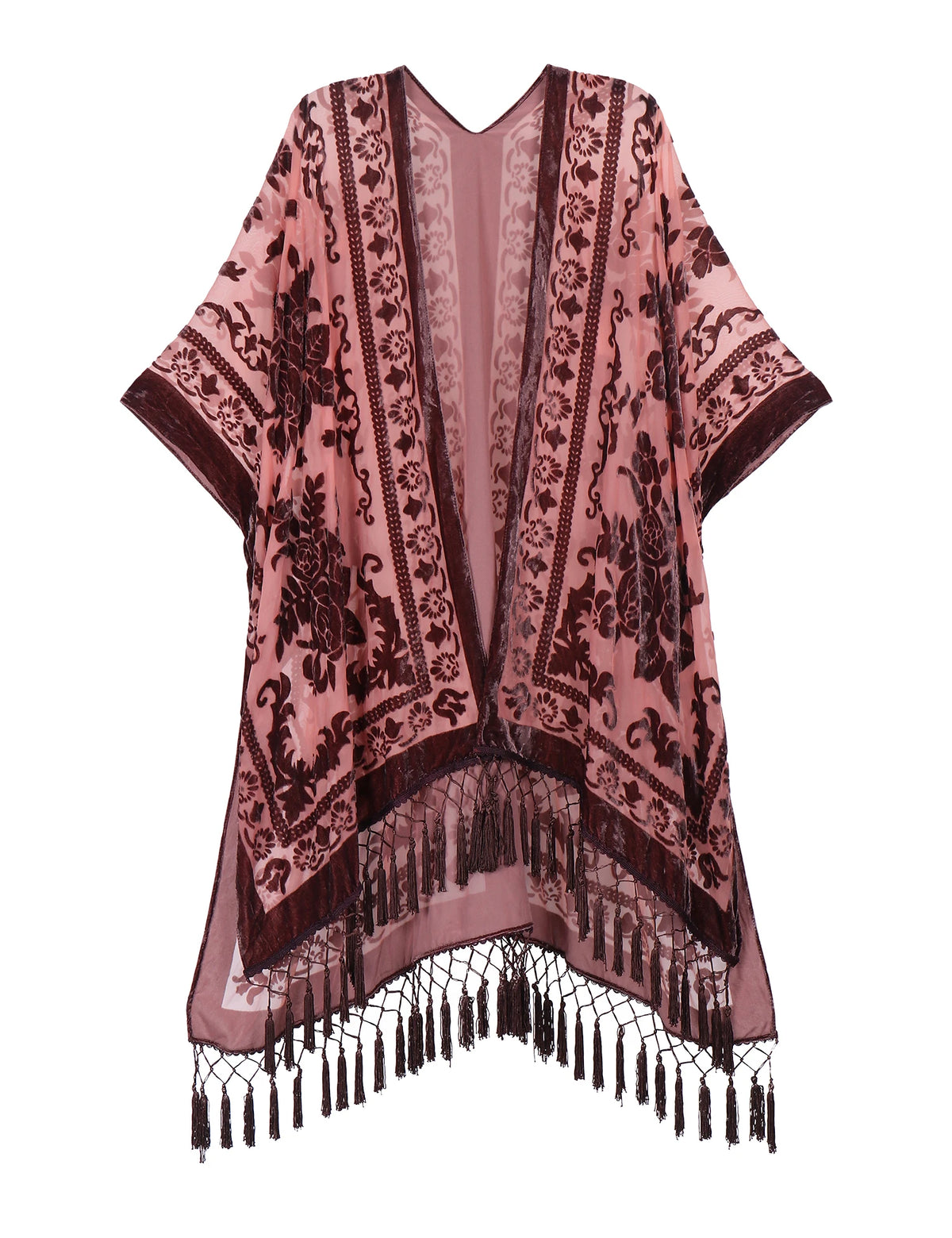 MJSERECA New Bohemian Burnt Plush Kimono for Woman Long Cardigan With tassel Beach Cover-up Casual Cardigan Shawl Chiffon Shirt - Matrix Studios