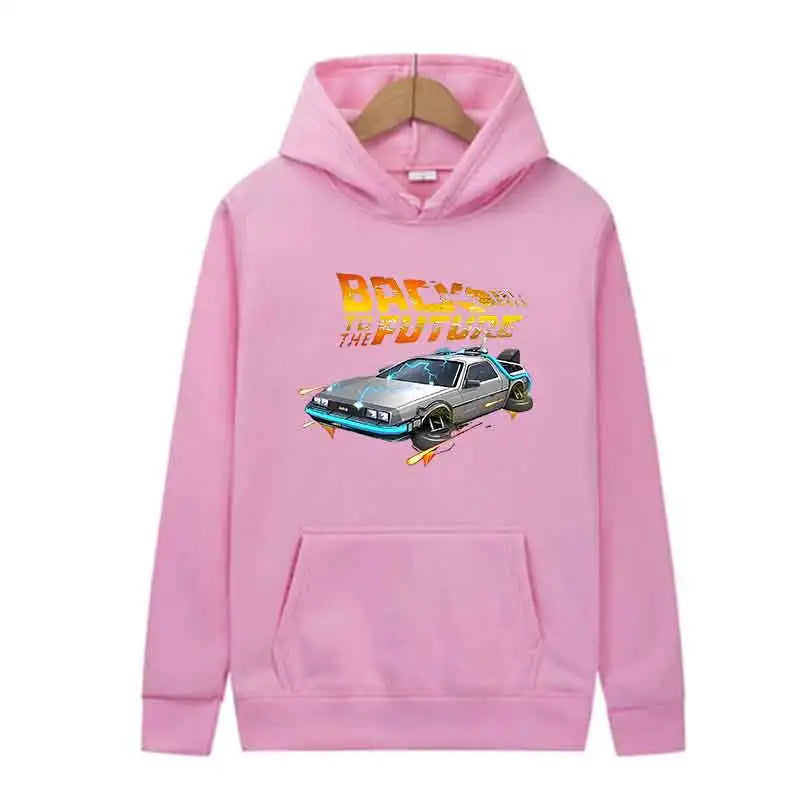 Back To The Future Retro DeLorean Car Print Hoodie Long Sleeve Tops Men Casual Streetwear Pullover Spring Autumn Unisex Clothing - Matrix Studios