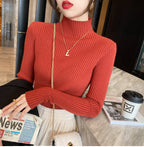 Solid Color Slim Tops Chic Autumn Winter 2026 Pullovers Women Long Sleeve Casual Turtleneck Warm Basic Sweater Knit Jumpers - Matrix-studios.com