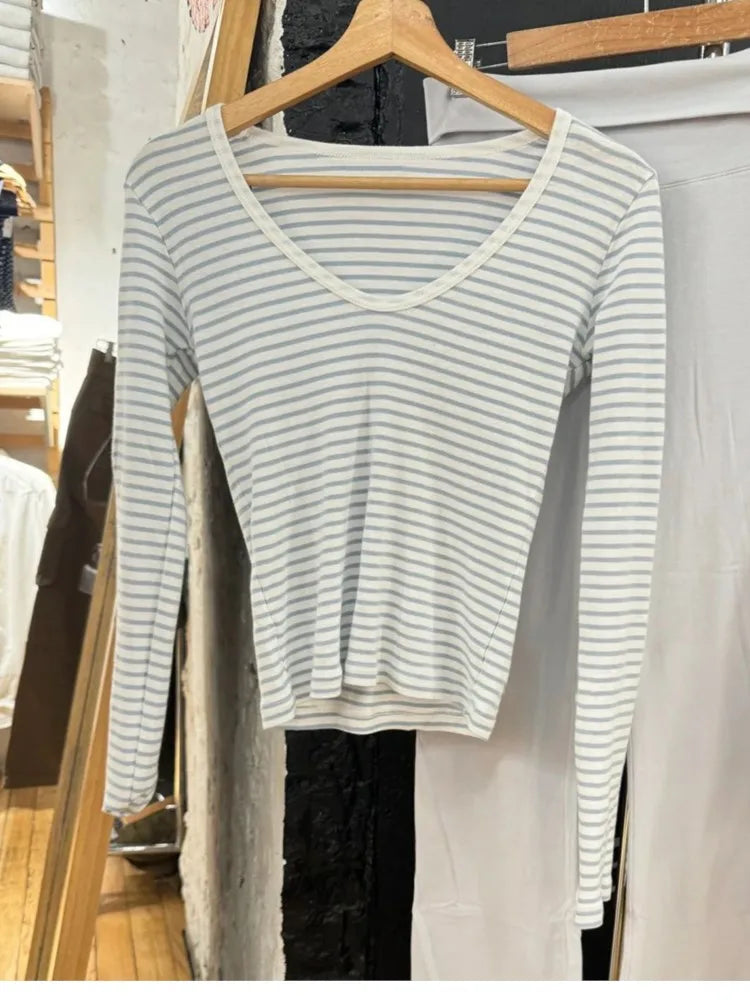 Pink Striped Slim Long Sleeve Tees Women Spring Casual Cotton O-neck Tshirt New Tops Clothes Sweet Cute  Vintage T-shirts Y2K - Matrix-studios.com