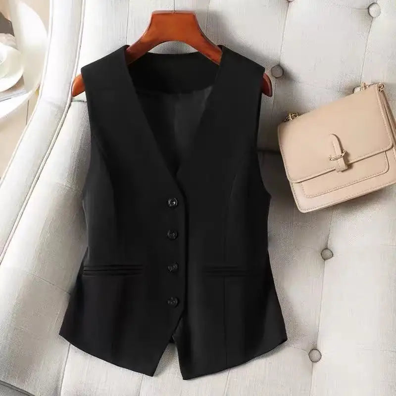 Women's Formal Business Vest Sleeveless Tailored Button Up Waistcoat Professional Office Outerwear Top Slim Fit Professional - Matrix Studios