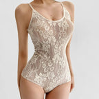 Sexy See Through Lace With Lining Backless Spaghetti Strap Bodysuit Woman Sling Tight Short Jumpsuit Slim Fit Rompers Playsuits - Matrix-studios.com