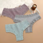 3Pcs/set Women Cotton Lace Panties Floral Intimate Underwear Trendy Patchwork Lace Briefs Female Soft Underpants Lingerie S-XL - Matrix Studios