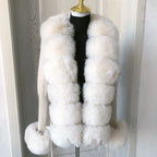Women Knit Faux Fur Cardigan Spring Autumn Elegant Ladies Fashion Faux Fur Coat Knitted Sweater with Fake Fox Fur Collar - Matrix Studios