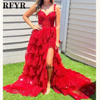 RFYR Puffy Evening Dress Off Shoulder Party Dresses Sweetheart Layered Prom Dress Appliques Evening Dress for Women Customized - Matrix Studios