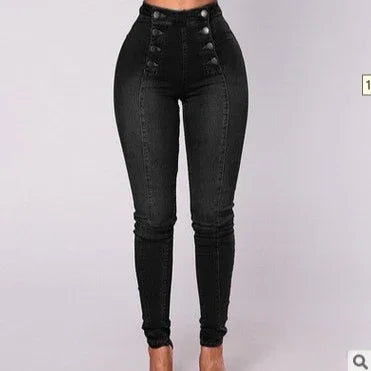 Denim Pencil Pants Women Vintage Jeans High Waist Washed Double Breasted Pockets Basics Ankle Length Trousers 2025 Streetwear - Matrix-studios.com